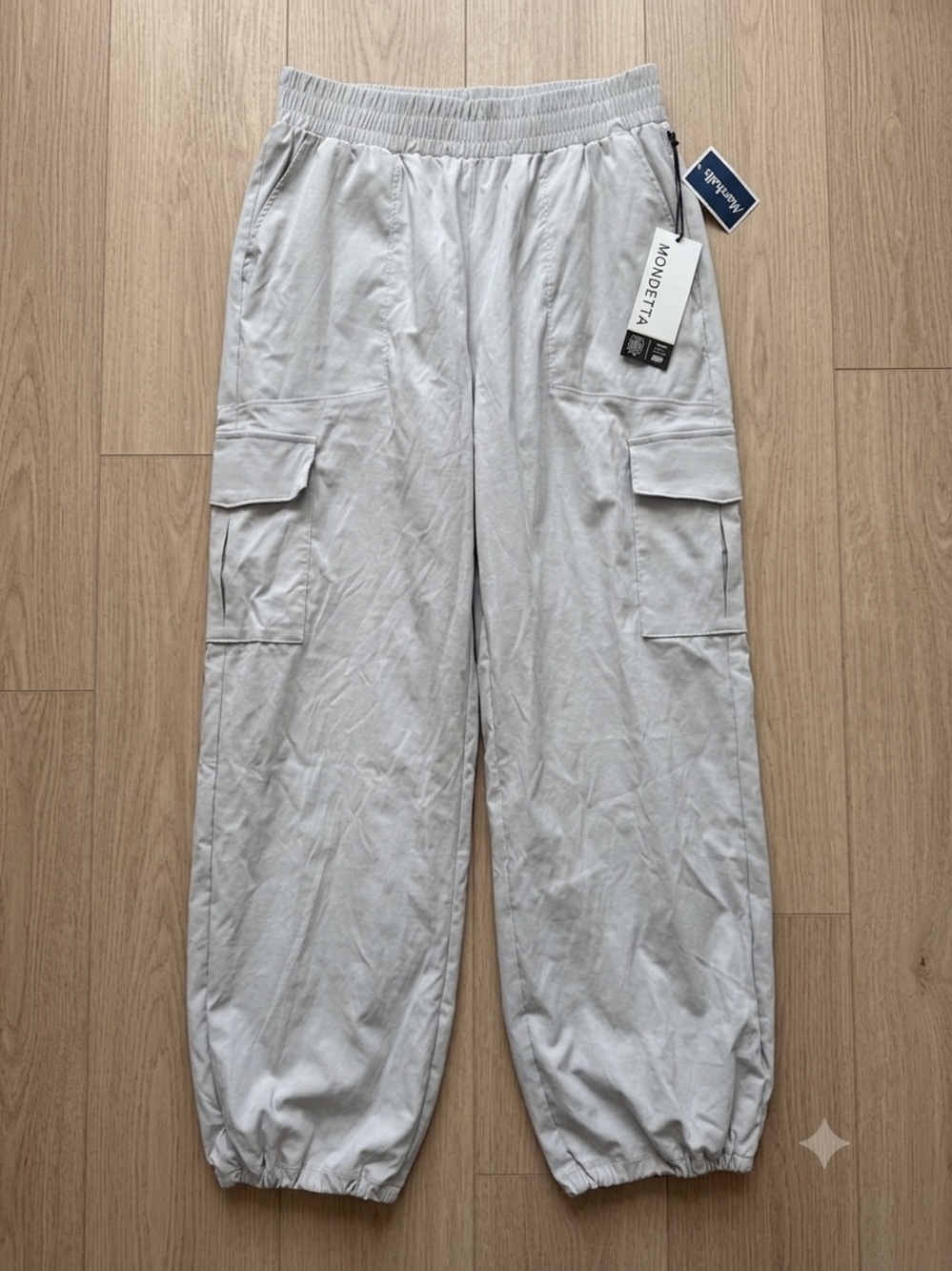 Mondetta Light Gray Cargo Joggers with Elastic Ankles